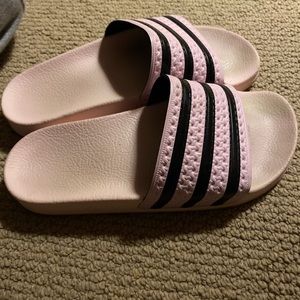 Pink adidas slides